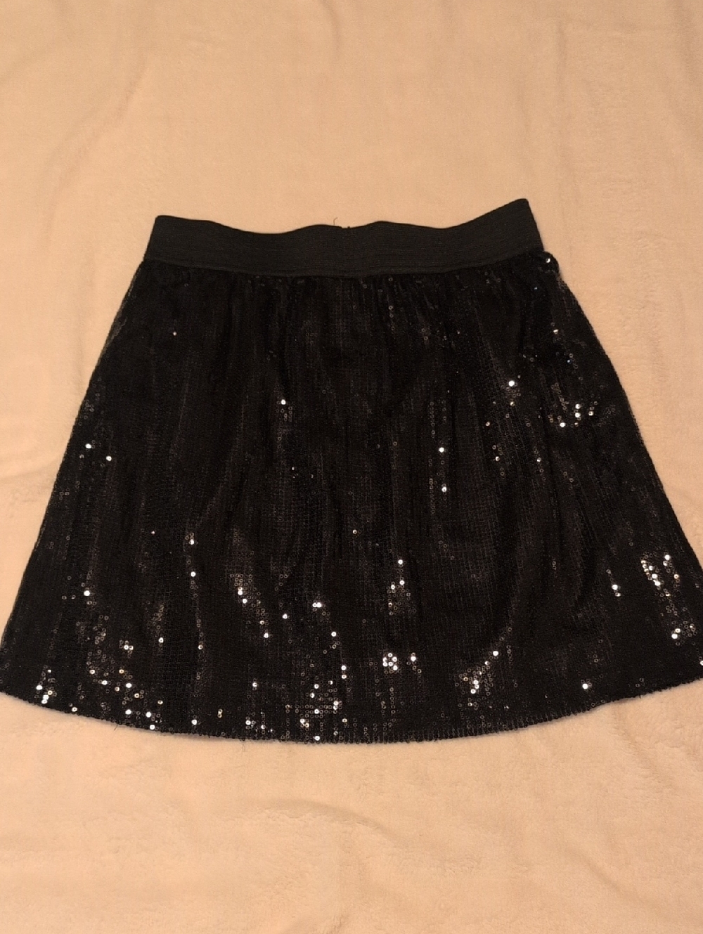 Pink Rose Black Sequin Skater Skirt